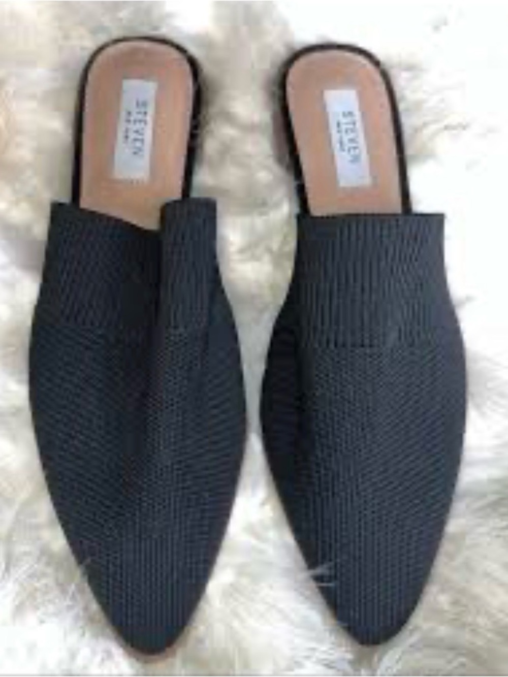 Steven New York Women’s Valdez Black Knit Pointed Toe Mules Slides Size 9.5